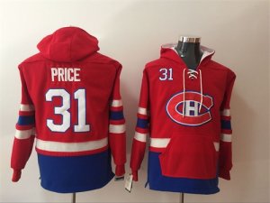 Canadiens #31 Carey Price Red All Stitched Hooded Sweatshirt