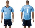 2017-18 Bayern Munich 1 NEUER Light Blue Goalkeeper Soccer Jersey