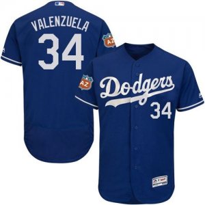 Los Angeles Dodgers #34 Fernando Valenzuela Blue Flexbase Authentic Collection Stitched Baseball Jersey