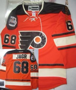 nhl philadelphia flyers #68 jagr orange[sleeves #68][black number&winter classic]