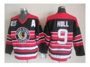 nhl jerseys chicago blackhawks #9 hull black-red[75th][patch A]