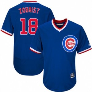 Mens Majestic Chicago Cubs #18 Ben Zobrist Royal Blue Flexbase Authentic Collection Cooperstown MLB Jersey