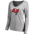 Womens Tampa Bay Buccaneers Pro Line Primary Team Logo Slim Fit Long Sleeve T-Shirt Grey