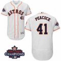 Astros #41 Brad Peacock White Flexbase Authentic Collection 2017 World Series Champions Stitched MLB Jersey