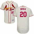 Mens Majestic St. Louis Cardinals #20 Lou Brock Cream Flexbase Authentic Collection MLB Jersey