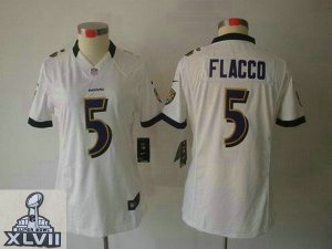 2013 Super Bowl XLVII Women NEW NFL baltimore ravens #5 flacco white(new limited)