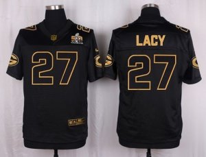 Nike Green Bay Packers #27 Eddie Lacy Black Pro Line Gold Collection Jersey(Elite)