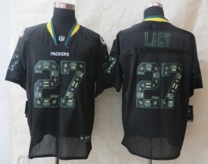 Nike Green Bay Packers #27 Lacy Black nfl Jerseys(Lights Out Elite)