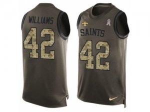 Mens Nike New Orleans Saints #42 Marcus Williams Limited Green Salute to Service Tank Top NFL Jersey