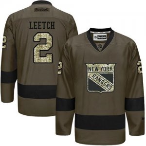 New York Rangers #2 Brian Leetch Green Salute to Service Stitched NHL Jersey