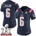 Womens Nike New England Patriots #6 Ryan Allen Limited Navy Blue Rush Super Bowl LI 51 NFL Jersey