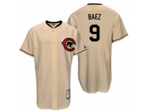 Chicago Cubs #9 Javier Baez Replica Cream Cooperstown Throwback MLB Jersey