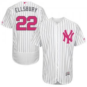 Men\'s Majestic New York Yankees #22 Jacoby Ellsbury Authentic White 2016 Mother\'s Day Fashion Flex Base MLB Jersey