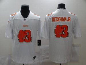 Nike Browns #13 Odell Beckham Jr. White Shadow Logo Limited Jersey