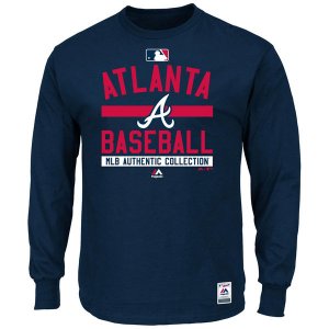 MLB Men\'s Atlanta Braves Majestic Authentic Collection Property Long Sleeve T-Shirt - Navy