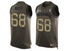 Mens Nike Seattle Seahawks #68 Justin Britt Limited Green Salute to Service Tank Top NFL Jersey