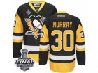 Mens Reebok Pittsburgh Penguins #30 Matt Murray Authentic Black Gold Third 2017 Stanley Cup Final NHL Jersey