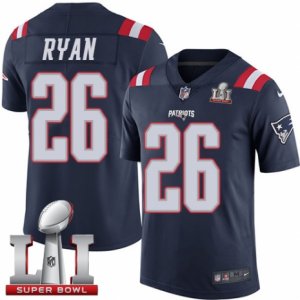 Mens Nike New England Patriots #26 Logan Ryan Limited Navy Blue Rush Super Bowl LI 51 NFL Jersey