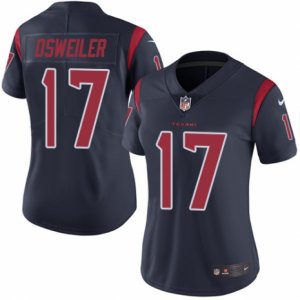 Women\'s Nike Houston Texans #17 Brock Osweiler Limited Navy Blue Rush NFL Jersey