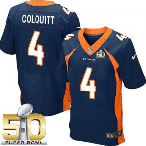 Nike Denver Broncos #4 Britton Colquitt Navy Blue Alternate Super Bowl 50 Men Stitched NFL New Elite Jersey