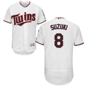 Men\'s Majestic Minnesota Twins #8 Kurt Suzuki White Flexbase Authentic Collection MLB Jersey