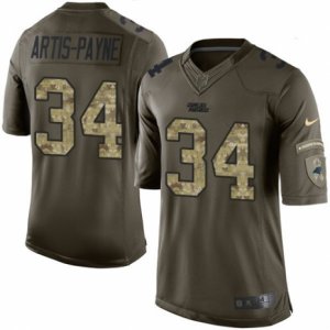 Mens Nike Carolina Panthers #34 Cameron Artis-Payne Limited Green Salute to Service NFL Jersey