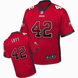 Nike San Francisco 49ers #42 Ronnie Lott Red Jersey(Elite Drift Fashion)