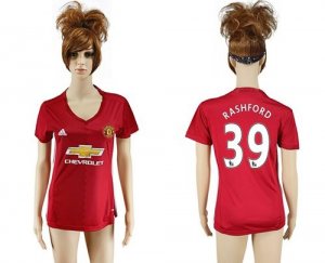 Womens Manchester United #39 Rashford Red Home Soccer Club Jersey