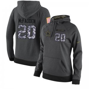 NFL Women\'s Nike Dallas Cowboys #20 Darren McFadden Stitched Black Anthracite Salute to Service Player Performance Hoodie