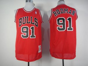 nba chicago bulls #91 rodman m&n red