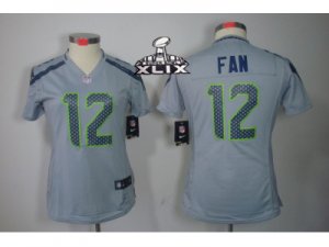 2015 Super Bowl XLIX Nike Women NFL Seattle Seahawks #12 Fan Grey Jerseys