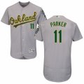 Men's Majestic Oakland Athletics #11 Jarrod Parker Grey Flexbase Authentic Collection MLB Jersey