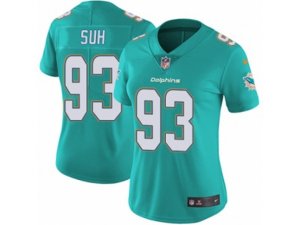Women Nike Miami Dolphins #93 Ndamukong Suh Vapor Untouchable Limited Aqua Green Team Color NFL Jersey