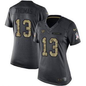 Women\'s Nike New Orleans Saints #13 Michael Thomas Limited Black 2016 Salute to Service NFL Jersey