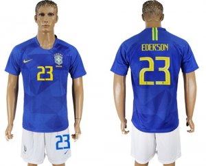 Brazil 23 EDERSON Away 2018 FIFA World Cup Soccer Jersey