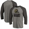 Cleveland Browns NFL Pro Line by Fanatics Branded Black Gray Tri Blend 34-Sleeve T-Shirt