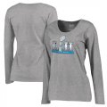 Womens NFL Pro Line by Fanatics Branded Heather Gray Super Bowl LII Event Plus Size V Neck Long