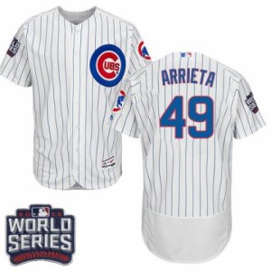 Men\'s Majestic Chicago Cubs #49 Jake Arrieta White 2016 World Series Bound Flexbase Authentic Collection MLB Jersey