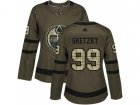 Women Adidas Edmonton Oilers #99 Wayne Gretzky Green Salute to Service Stitched NHL Jersey