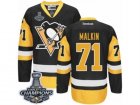 Mens Reebok Pittsburgh Penguins #71 Evgeni Malkin Premier Black Gold Third 2017 Stanley Cup Champions NHL Jersey