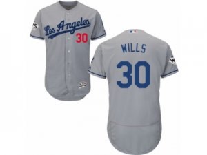 Los Angeles Dodgers #30 Maury Wills Authentic Grey Road 2017 World Series Bound Flex Base MLB Jersey