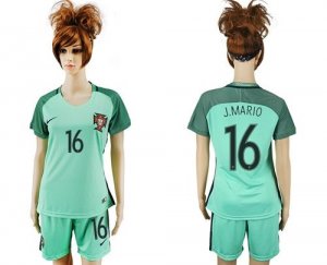 Womens Portugal #16 J.Mario Away Soccer Country Jersey