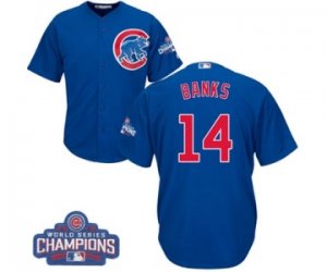 Youth Majestic Chicago Cubs #14 Ernie Banks Authentic Royal Blue Alternate 2016 World Series Champions Cool Base MLB Jersey