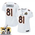 Women Nike Denver Broncos #81 Owen Daniels White Super Bowl 50 Stitched NFL Game Event Jersey