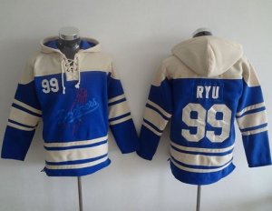 Los Angeles Dodgers #99 Hyun-Jin Ryu Blue Sawyer Hooded Sweatshirt MLB Hoodie