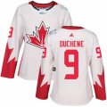 Women's Adidas Team Canada #9 Matt Duchene Authentic White Home 2016 World Cup Hockey Jersey