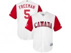 Mens Canada Baseball #5 Freddie Freeman Majestic White 2017 World Baseball Classic Jersey