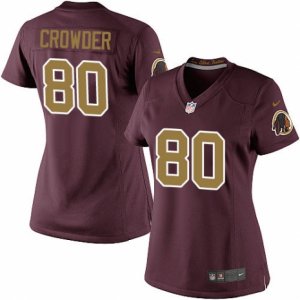 Womens Nike Washington Redskins #80 Jamison Crowder Limited Burgundy Red Gold Number Alternate 80TH Anniversary NFL Jersey