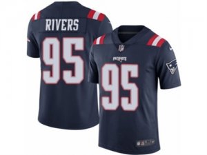 Mens Nike New England Patriots #95 Derek Rivers Limited Navy Blue Rush NFL Jersey