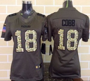 Women Nike Green Bay Packers #18 Randall Cobb Green Salute to Service Jerseys